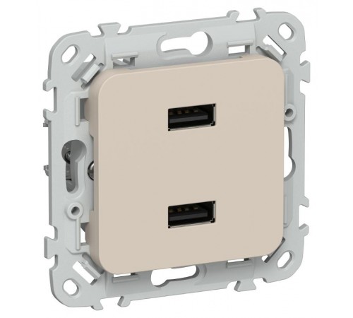 FLITE Розетка USB A+A 2,1А РЮ-2-ФлЛ льняной  FI-U21-D31-K88  IEK