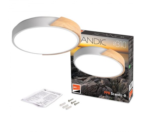 Светильник светодиодный бытовой PPB Sсandic-R 24w 4000K WH/W с деревянной планкой IP20 D330*50  .5036932  JAZZWAY