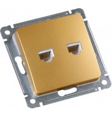 Розетка компьютерная и телефонная скрытой установки, механизм, цвет золото  РСКТ-440-07  HEGEL