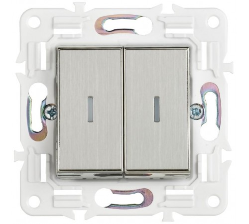 SKANDY Выключатель 2-клавишный с индикацией 10А SK-V09N никель  SK-V20-1-10-K50  IEK