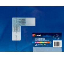 Коннекторы для светодиодной ленты L-образный 220В 5050 RGB, 4 контакта UTC-K-24/B67-RGB CLEAR 005 POLYBAG прозрачный 5 шт/упак  10823  Uniel