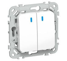 FLITE Выключатель 2-клавишный с индикацией 10А ВС12-1-1-ФлБ белый  FI-V20-1-10-1-K01  IEK