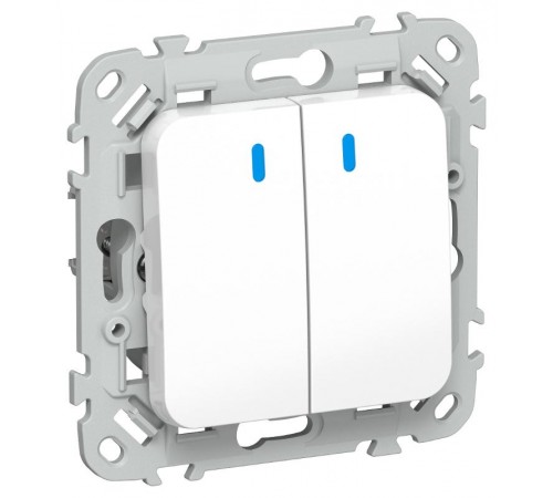 FLITE Выключатель 2-клавишный с индикацией 10А ВС12-1-1-ФлБ белый  FI-V20-1-10-1-K01  IEK