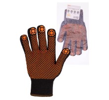 Перчатки х/б плотной вязки с ПВХ, "Точка", черные, 9, 10 кл., 77-80 г, 1 пара,  SQ1016-0211  TDM