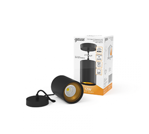 Светильник светодиодный накладной/подвесной HD037 12W (черный/золото) 3000K 79*100мм 1/20  HD037  Gauss