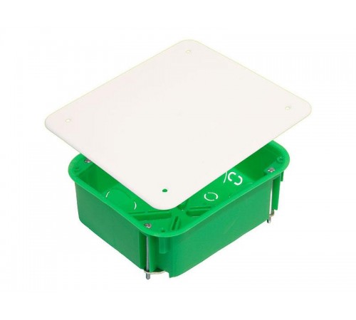 Коробка распределительная с/у 120х100Х50 (ниша)  металлические лапки (для полых стен), габариты: 126x106x50 с крышкой IP30  КР1203-И  HEGEL