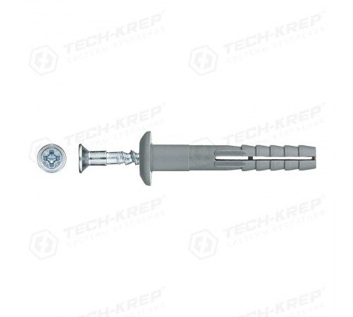 Дюбель- гвоздь 6х40 гриб. (полипропилен) 300 шт - пакет ( 1,058 кг)  125574  Tech-KREP