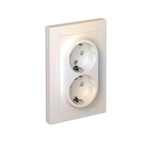 AtlasDesign Жемчуг Розетка 2-ая с заземлением, со шторками, 16А, (в сборе с рамкой)  ATN000426  SE