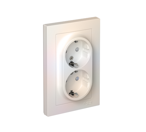 AtlasDesign Жемчуг Розетка 2-ая с заземлением, со шторками, 16А, (в сборе с рамкой)  ATN000426  SE