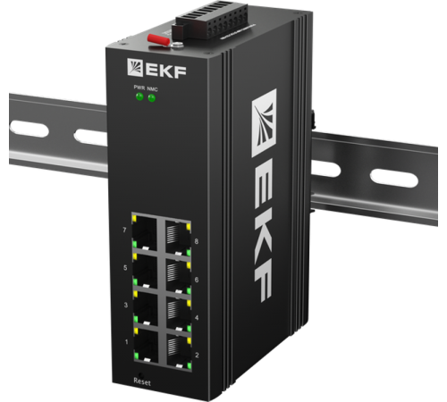 Промышленный управляемый коммутатор уровня L2 ML2-8GTP, 8 портов 10/100/1000Base-T(X) RJ45 c PoE, монтаж на динрейку TSX TSX-ML2-8GTPEKF