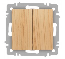 Выключатель Intro Accent 6-104-11 двойной, 10А-250В, IP20, СУ, AL/CU, сосна  Б0063503  Intro