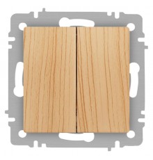 Выключатель Intro Accent 6-104-11 двойной, 10А-250В, IP20, СУ, AL/CU, сосна  Б0063503  Intro