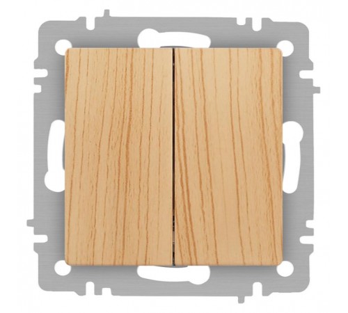 Выключатель Intro Accent 6-104-11 двойной, 10А-250В, IP20, СУ, AL/CU, сосна  Б0063503  Intro