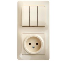 Glossa Бежевый Блок: Розетка и 3-кл. Выключатель  GSL000276  SE
