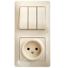 Glossa Бежевый Блок: Розетка и 3-кл. Выключатель  GSL000276  SE