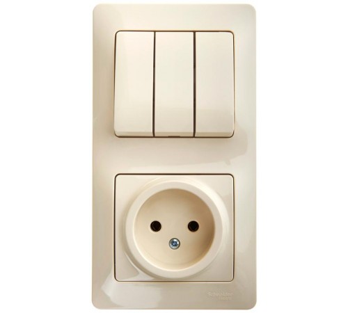 Glossa Бежевый Блок: Розетка и 3-кл. Выключатель  GSL000276  SE
