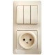 Glossa Бежевый Блок: Розетка и 3-кл. Выключатель  GSL000276  SE