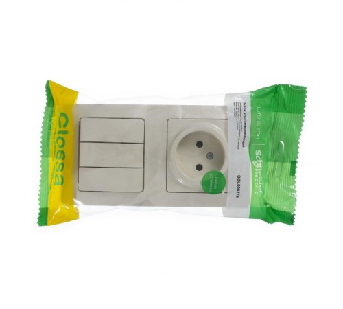 Glossa Бежевый Блок: Розетка и 3-кл. Выключатель  GSL000276  SE