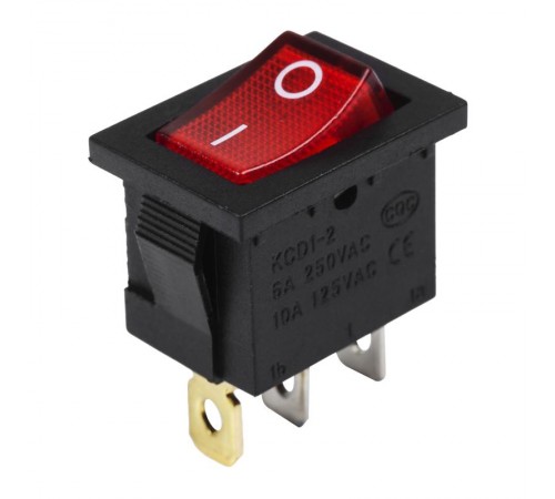 Выключатель клавишный 24V 15А (3с) ON-OFF красный с подсветкой Mini  36-2165  REXANT