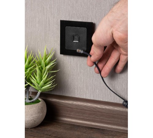 Стокгольм Механизм Розетки Phone 1-местной черный PROxima  EZT01-034-10  EKF