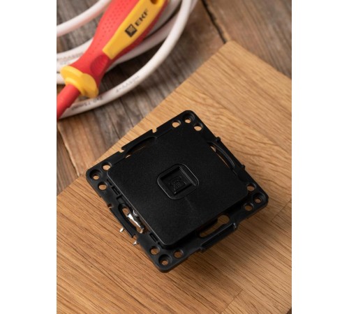 Стокгольм Механизм Розетки Phone 1-местной черный PROxima  EZT01-034-10  EKF