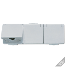 Штепсельная розетка SCHUKO для накладного монтажа тройная горизонтальная IP44  623NAW  Jung