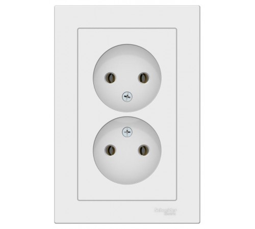 AtlasDesign Лотос Розетка 2-ая без заземления,16А, в сборе  ATN001320  SE