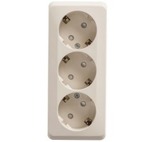 Этюд Кремовый О/У Розетка 3-ая с заземлением со шторками 16А 250B  PA16-012K  SE