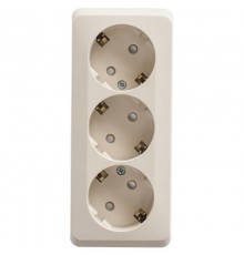 Этюд Кремовый О/У Розетка 3-ая с заземлением со шторками 16А 250B  PA16-012K  SE
