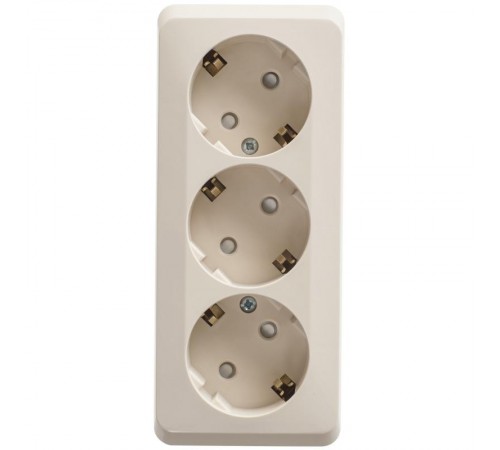 Этюд Кремовый О/У Розетка 3-ая с заземлением со шторками 16А 250B  PA16-012K  SE