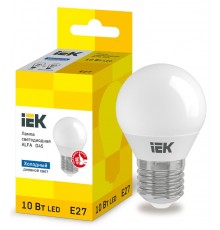 Лампа LED ALFA G45 шар 10Вт 230В 6500К E27  LLA-G45-10-230-65-E27  IEK