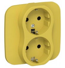 FLITE Розетка 2-ая с заземлением без шторок быстрозажимные клеммы 16А РС12-1-А-ФлЖК желтый карри  FI-R21A-16-1-K44  IEK