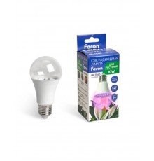 Лампа светодиодная для растений, А60 (10W) 230V E27, красно-синий спектр LB-7060  38275  FERON