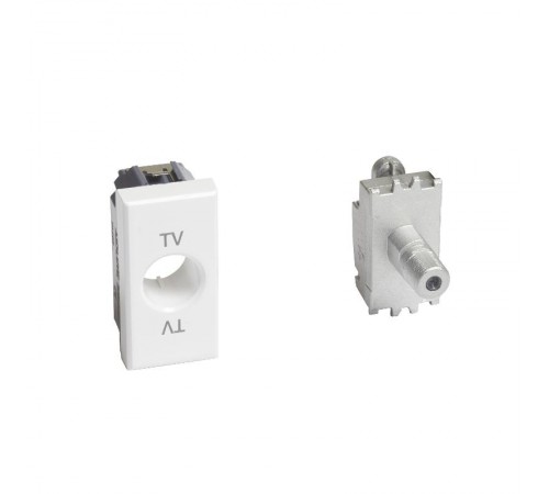 Axolute. Розетка SAT с разьемом типа F. Резьбовое соединение. 1 модуль. Поставляется в комплекте с лицевыми панелями цветов "Белый", "Алюминий", "Антр