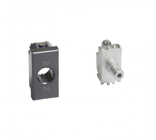 Axolute. Розетка SAT с разьемом типа F. Резьбовое соединение. 1 модуль. Поставляется в комплекте с лицевыми панелями цветов "Белый", "Алюминий", "Антр