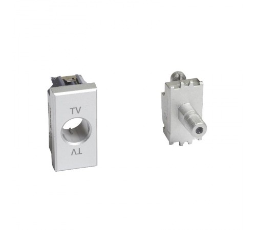 Axolute. Розетка SAT с разьемом типа F. Резьбовое соединение. 1 модуль. Поставляется в комплекте с лицевыми панелями цветов "Белый", "Алюминий", "Антр