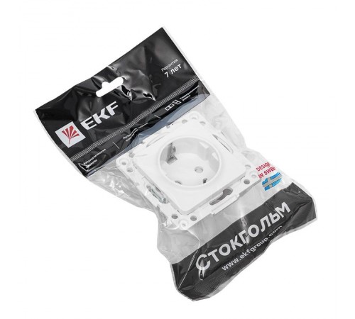 Стокгольм Механизм Розетки 1-местной с/з 16А белый с защ. штор. PROxima  EYR16-028-10  EKF