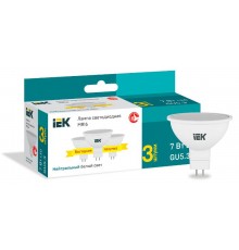 Лампа светодиодная LED MR16 софит 7Вт 230В 4000К GU5,3 (3шт/упак)  LLE-MR16-07-230-40-GU5-3  IEK