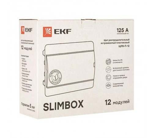 Щит распределительный встраиваемый ЩРВ-П-12 "SlimBox" белая дверца IP41 PROxima  sb-v-12w  EKF