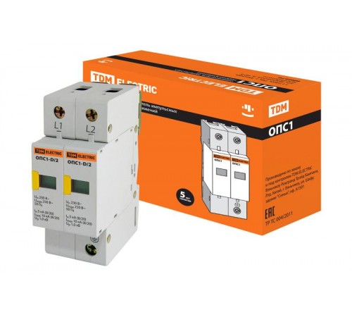 Разрядник ОПС1-D 2Р In=5kA Un=230B Im=10kA   SQ0201-0010  TDM