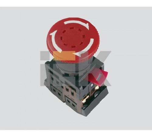 Кнопка AE-22 "Грибок" с фиксацией красный d22мм 240В 1з+1р   BBG10-AE-K04  GENERICA