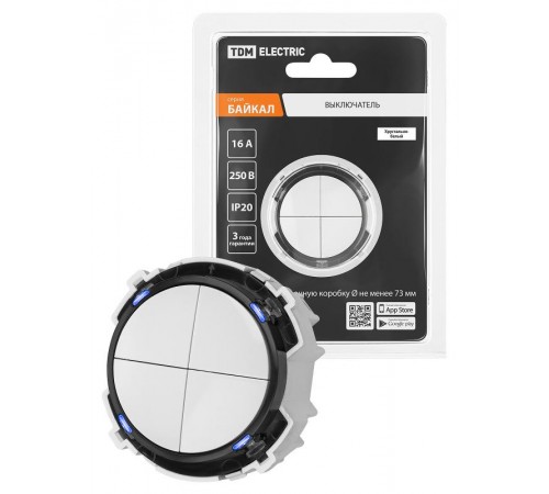 Выключатель 4-кл. 16А 250В кнопочный механизм белый, "Байкал"   SQ1819-0028  TDM