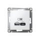 AtlasDesign Белый USB Розетка A+С, 5В/2,4 А, 2х5В/1,2 А, механизм  ATN000139  SE