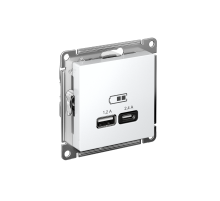AtlasDesign Белый USB Розетка A+С, 5В/2,4 А, 2х5В/1,2 А, механизм  ATN000139  SE