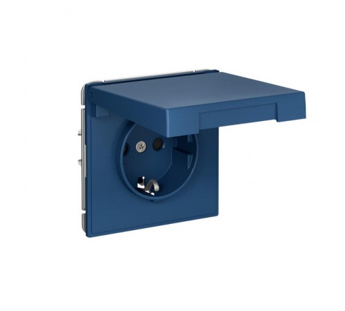 ArtGallery Аквамарин Розетка с заземлением со шторками с крышкой, 16А, IP20,  механизм, быстрозажим. клем.  GAL001146S  SE