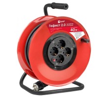 Удлинитель на катушке "Гефест 2.0" 4 гнезда 40м с заземлением и предохранителем КГ 3*1,5 16А/3,5кВт PROxima  UKG02-16-R315-4-40  EKF