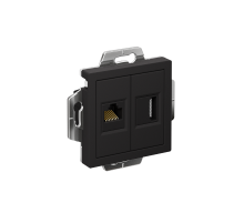 AtlasDesign Карбон Розетка 2-ая HDMI+RJ45, кат.5Е, механизм  ATN001082  SE