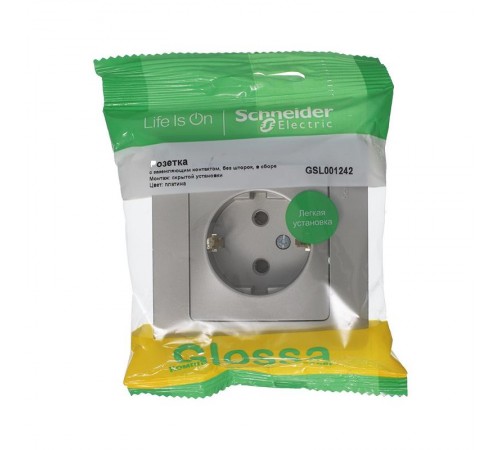 Glossa Платина Розетка с заземлением (в сборе)  GSL001242  SE