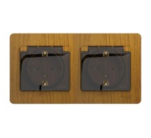 Glossa Дерево Дуб Розетка 2-ая с з/к, со шторками (в сборе), IP44  GSL000547  SE