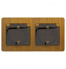 Glossa Дерево Дуб Розетка 2-ая с з/к, со шторками (в сборе), IP44  GSL000547  SE